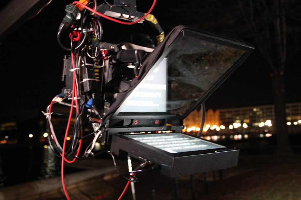 Close up of a Teleprompter jib